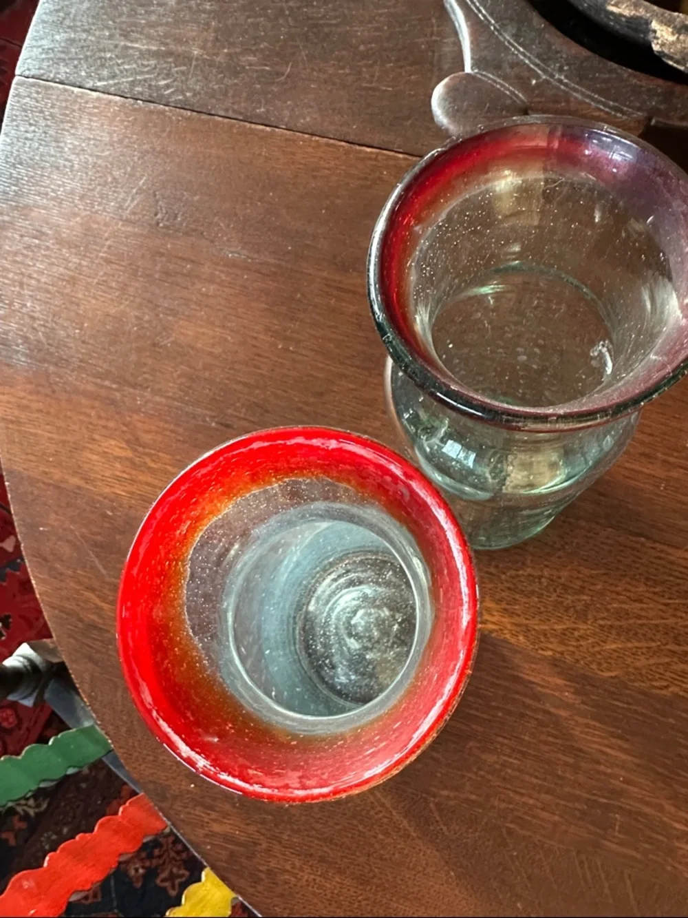 2 Mexican distressed glass carafes. Great for your OJ for the weekend mimosa! - Picture 2 of 6